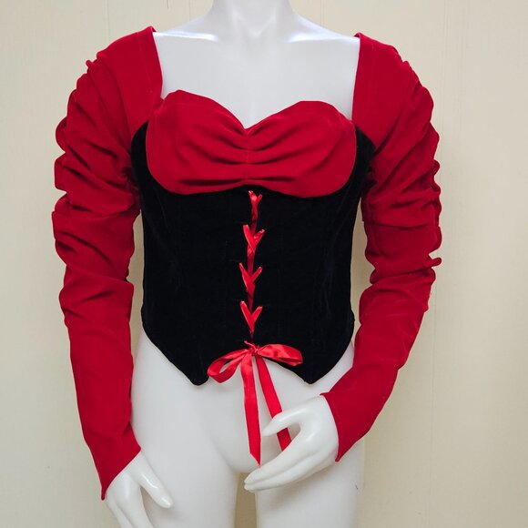 JaC Costumes Velvet Corset Top Womens Large Little Red Riding Hood Cosplay USA - Picture 1 of 8